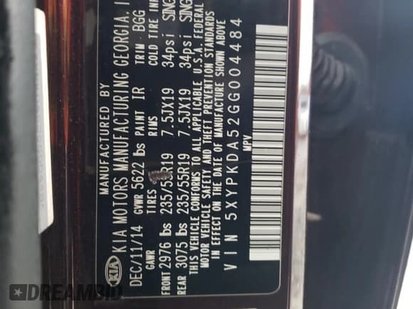 ✅ 2016 Kia Sorento SXL • VIN: 5XYPKDA52GG004484 • Lot: 86540835. Wystawiony na Copart z przebiegiem 128 611 mil. Bezpłatny archiwum sprzedaży aukcyjnych z USA i szczegółowy raport historii pojazdu na DreamBid. Zdjęcie 13.