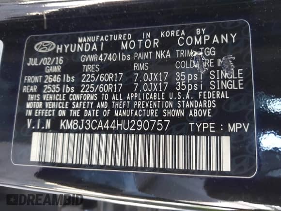 2017 Hyundai Tucson SE с VIN KM8J3CA44HU290757, выставлен на аукционе IAAI как лот 43267069 с пробегом 120 625 миль миль и . История ставок и продаж доступна на DreamBid. Изображение 9.