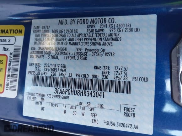 ✅ 2017 Ford Fusion SE • VIN: 3FA6P0HD8HR343041 • Lot: 43400259. Listed on IAAI with 41,947 mi. Free auction sales archive from the USA and detailed vehicle history report at DreamBid. Image 9.