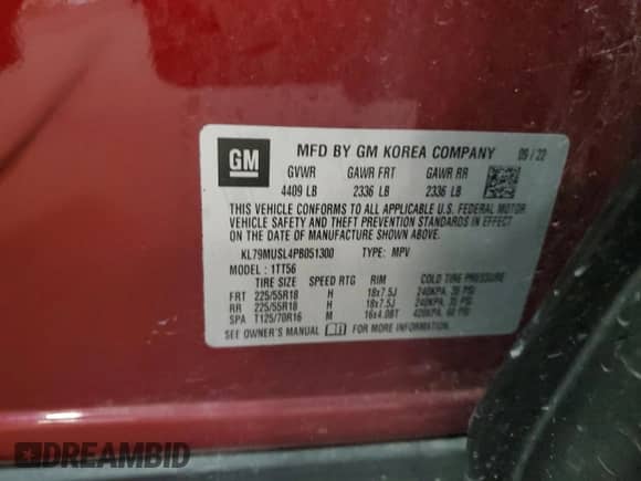 2023 Chevrolet TrailBlazer RS с VIN KL79MUSL4PB051300, выставлен на аукционе Copart как лот 90470125 с пробегом 49 741 миль миль и Списание • Salvage title. История ставок и продаж доступна на DreamBid. Изображение 13.