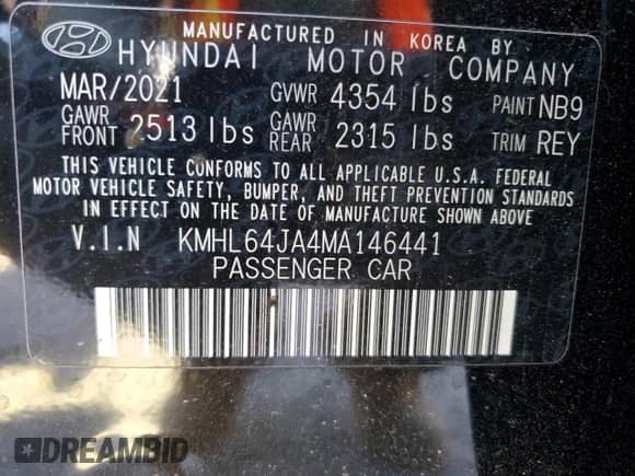 ✅ 2021 Hyundai Sonata SEL • VIN: KMHL64JA4MA146441 • Лот: 86791145. Опубликован ранее на Copart с пробегом 50 684 миль. Бесплатный доступ к архиву аукционных продаж из США и подробный отчёт об истории автомобиля на DreamBid. Изображение 13.