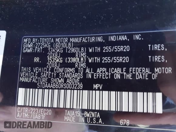 ✅ 2024 Lexus TX 350 • VIN: 5TDAAAB60RS003239 • Lot: 42217814. Listed on IAAI with 42,155 mi. Free auction sales archive from the USA and detailed vehicle history report at DreamBid. Image 9.