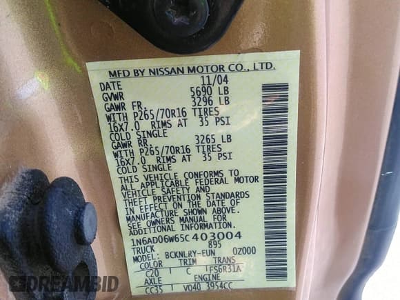 ✅ 2005 Nissan Frontier LE • VIN: 1N6AD06W65C403004 • Lot: 42065762. Listed on IAAI with 101,491 mi. Free auction sales archive from the USA and detailed vehicle history report at DreamBid. Image 9.