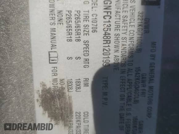 2008 Chevrolet Tahoe с VIN 1GNFC13548R120199, выставлен на аукционе Copart как лот 90063555 с пробегом 180 877 миль миль и Списание • Salvage title. История ставок и продаж доступна на DreamBid. Изображение 13.