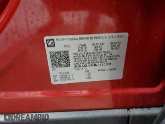 2022 Chevrolet Equinox LT с VIN 3GNAXUEV4NL140209, выставлен на аукционе Copart как лот 85764675 с пробегом 29 981 миль миль и Списание • Salvage title. История ставок и продаж доступна на DreamBid. Изображение 13.