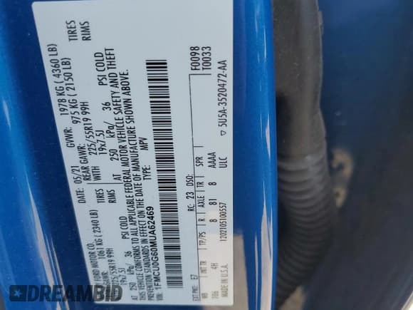 ✅ 2021 Ford Escape SE • VIN: 1FMCU0G60MUA62469 • Lot: 89477025. Wystawiony na Copart z przebiegiem 80 014 mil. Bezpłatny archiwum sprzedaży aukcyjnych z USA i szczegółowy raport historii pojazdu na DreamBid. Zdjęcie 13.