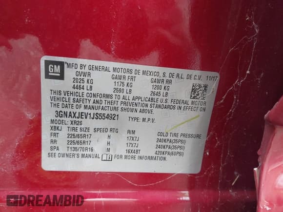 ✅ 2018 Chevrolet Equinox LT • VIN: 3GNAXJEV1JS554921 • Lot: 41967102. Listed on IAAI with 75,553 mi. Free auction sales archive from the USA and detailed vehicle history report at DreamBid. Image 9.