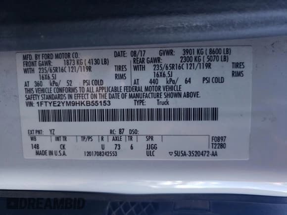 ✅ 2017 Ford Transit • VIN: 1FTYE2YM9HKB55153 • Лот: 72797174. Опубликован ранее на Copart с пробегом 124 754 миль. Бесплатный доступ к архиву аукционных продаж из США и подробный отчёт об истории автомобиля на DreamBid. Изображение 12.