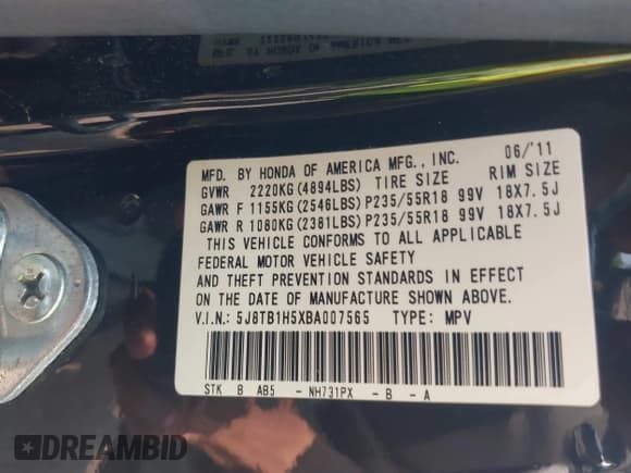 ✅ 2011 Acura RDX Technology • VIN: 5J8TB1H5XBA007565 • Lot: 42417837. Listed on IAAI with 200,091 mi. Free auction sales archive from the USA and detailed vehicle history report at DreamBid. Image 9.