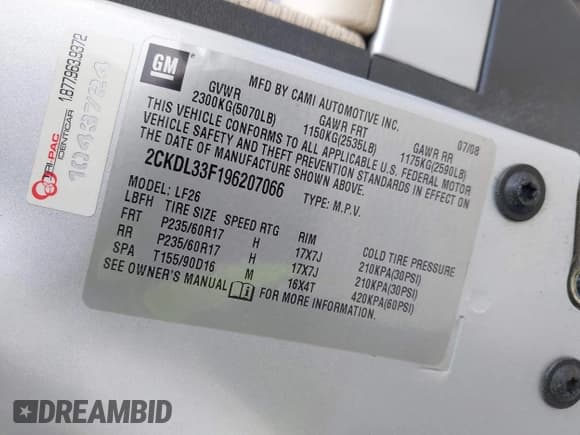 ✅ 2009 Pontiac Torrent • VIN: 2CKDL33F196207066 • Lot: 42292753. Wystawiony na IAAI z przebiegiem 200 332 mil. Bezpłatny archiwum sprzedaży aukcyjnych z USA i szczegółowy raport historii pojazdu na DreamBid. Zdjęcie 9.