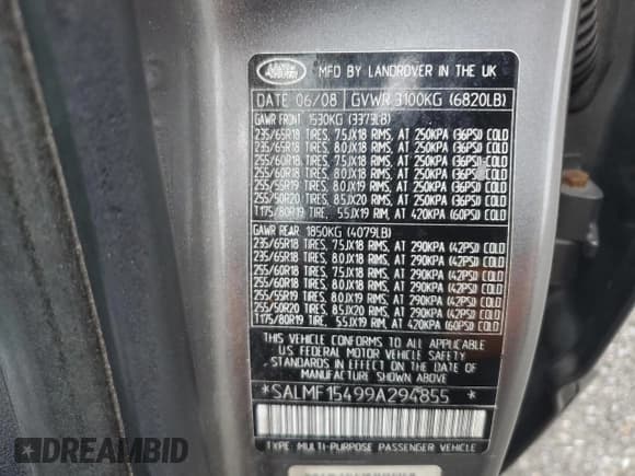 ✅ 2009 Land Rover Range Rover HSE • VIN: SALMF15499A294855 • Lot: 81430145. Wystawiony na Copart z przebiegiem 91 041 mil. Bezpłatny archiwum sprzedaży aukcyjnych z USA i szczegółowy raport historii pojazdu na DreamBid. Zdjęcie 13.