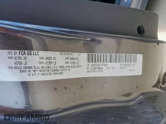 ✅ 2017 FIAT 500e • VIN: 3C3CFFGE2HT575834 • Lot: 59635625. Listed on Copart with 41,405 mi. Free auction sales archive from the USA and detailed vehicle history report at DreamBid. Image 13.