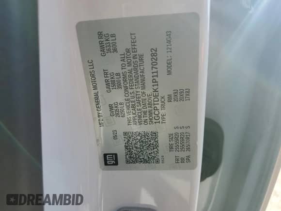 2023 Chevrolet Colorado 4WD Z71 с VIN 1GCPTDEK1P1170282, выставлен на аукционе Copart как лот 83982865 с пробегом 48 515 миль миль и Списание • Salvage title. История ставок и продаж доступна на DreamBid. Изображение 13.