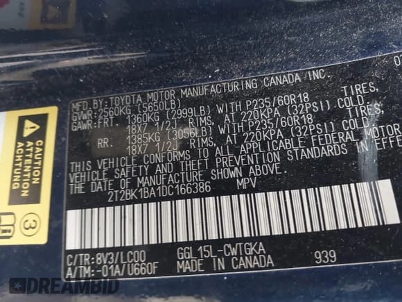 ✅ 2013 Lexus RX 350 • VIN: 2T2BK1BA1DC166386 • Лот: 43664366. Опубликован ранее на IAAI с пробегом 251 809 миль. Бесплатный доступ к архиву аукционных продаж из США и подробный отчёт об истории автомобиля на DreamBid. Изображение 9.