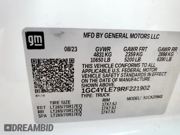 ✅ 2024 Chevrolet Silverado 2500HD Work Truck • VIN: 1GC4YLE79RF221902 • Лот: 68504645. Опубликован ранее на Copart с пробегом 26 974 миль. Бесплатный доступ к архиву аукционных продаж из США и подробный отчёт об истории автомобиля на DreamBid. Изображение 14.