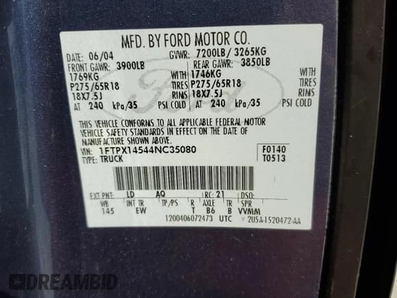 ✅ 2004 Ford F-150 XLT • VIN: 1FTPX14544NC35080 • Lot: 74549464. Wystawiony na Copart z przebiegiem 234 191 mil. Bezpłatny archiwum sprzedaży aukcyjnych z USA i szczegółowy raport historii pojazdu na DreamBid. Zdjęcie 12.