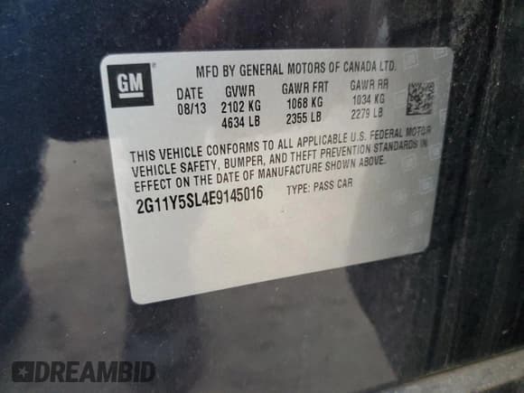 ✅ 2014 Chevrolet Impala LS • VIN: 2G11Y5SL4E9145016 • Лот: 80748014. Опубликован ранее на Copart с пробегом 98 484 миль. Бесплатный доступ к архиву аукционных продаж из США и подробный отчёт об истории автомобиля на DreamBid. Изображение 12.