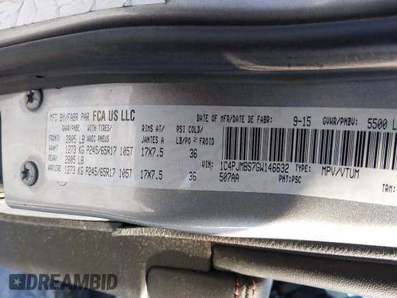 ✅ 2016 Jeep Cherokee Trailhawk • VIN: 1C4PJMBS7GW146632 • Lot: 43852317. Listed on IAAI with 96,866 mi. Free auction sales archive from the USA and detailed vehicle history report at DreamBid. Image 9.