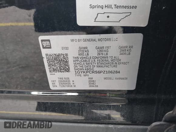 ✅ 2023 Cadillac XT6 FWD Premium Luxury • VIN: 1GYKPCRS6PZ106284 • Lot: 41595617. Listed on IAAI with 32,795 mi. Free auction sales archive from the USA and detailed vehicle history report at DreamBid. Image 9.