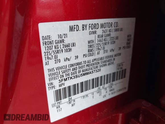 ✅ 2021 Ford Mustang Mach-E Premium • VIN: 3FMTK3SU5MMA57320 • Lot: 42405966. Wystawiony na IAAI z przebiegiem 16 615 mil. Bezpłatny archiwum sprzedaży aukcyjnych z USA i szczegółowy raport historii pojazdu na DreamBid. Zdjęcie 9.