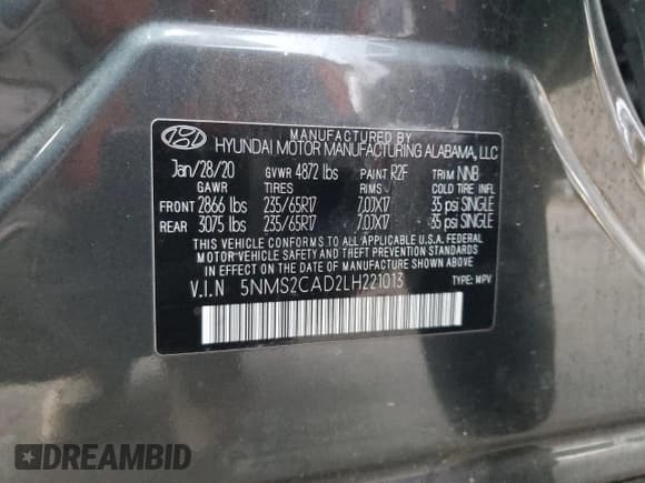 ✅ 2020 Hyundai Santa Fe SE • VIN: 5NMS2CAD2LH221013 • Lot: 80507025. Wystawiony na Copart z przebiegiem 90 540 mil. Bezpłatny archiwum sprzedaży aukcyjnych z USA i szczegółowy raport historii pojazdu na DreamBid. Zdjęcie 12.