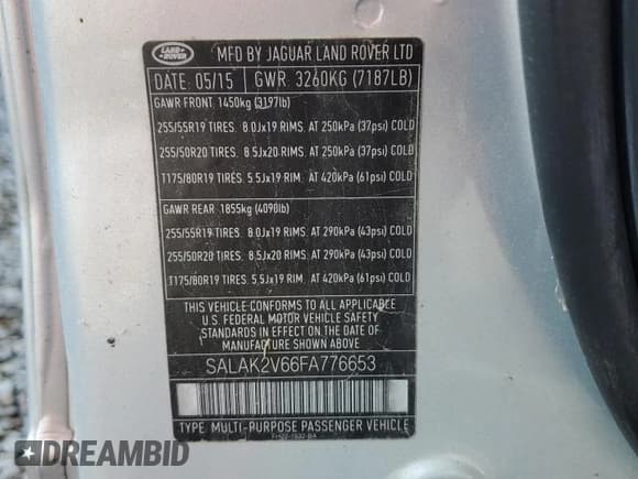 ✅ 2015 Land Rover LR4 Lux • VIN: SALAK2V66FA776653 • Лот: 65690095. Опубликован ранее на Copart с пробегом 113 326 миль. Бесплатный доступ к архиву аукционных продаж из США и подробный отчёт об истории автомобиля на DreamBid. Изображение 12.