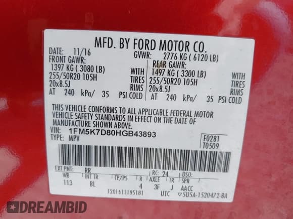 ✅ 2017 Ford Explorer XLT • VIN: 1FM5K7D80HGB43893 • Lot: 42291363. Wystawiony na IAAI z przebiegiem 140 822 mil. Bezpłatny archiwum sprzedaży aukcyjnych z USA i szczegółowy raport historii pojazdu na DreamBid. Zdjęcie 9.