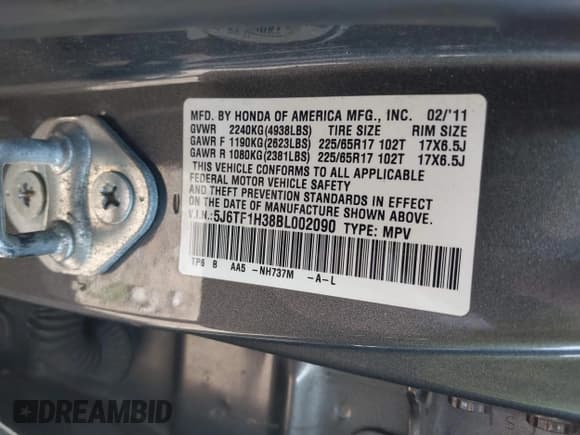 ✅ 2011 Honda Crosstour EX • VIN: 5J6TF1H38BL002090 • Lot: 42759863. Wystawiony na IAAI z przebiegiem 244 558 mil. Bezpłatny archiwum sprzedaży aukcyjnych z USA i szczegółowy raport historii pojazdu na DreamBid. Zdjęcie 9.