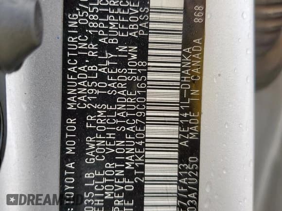 ✅ 2009 Toyota Matrix S • VIN: 2T1KE40E79C016518 • Лот: 52244675. Опубликован ранее на Copart с пробегом 212 544 миль. Бесплатный доступ к архиву аукционных продаж из США и подробный отчёт об истории автомобиля на DreamBid. Изображение 12.