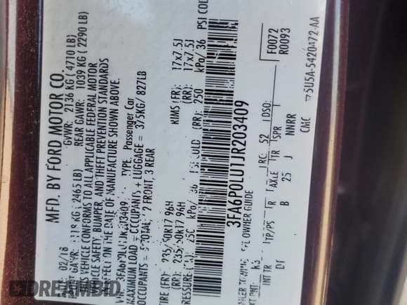 ✅ 2018 Ford Fusion SE • VIN: 3FA6P0LU1JR203409 • Лот: 86706365. Опубликован ранее на Copart с пробегом 42 640 миль. Бесплатный доступ к архиву аукционных продаж из США и подробный отчёт об истории автомобиля на DreamBid. Изображение 12.