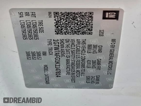 ✅ 2019 GMC Savana Cargo • VIN: 1GTW7AFG1K1147814 • Lot: 93703315. Listed on Copart with 236,553 mi. Free auction sales archive from the USA and detailed vehicle history report at DreamBid. Image 13.