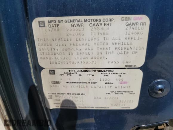 ✅ 1988 Cadillac Brougham • VIN: 1G6DW51Y3JR758531 • Lot: 65984095. Listed on Copart with 75,087 mi. Free auction sales archive from the USA and detailed vehicle history report at DreamBid. Image 12.