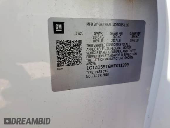 2021 Chevrolet Malibu LT z VIN 1G1ZD5ST6MF011399, wystawiony jako Copart lot #70579415 z przebiegiem 40 374 mil mil oraz Szkoda całkowita • Salvage title. Historia ofert i sprzedaży dostępna na DreamBid. Obrazek 12.