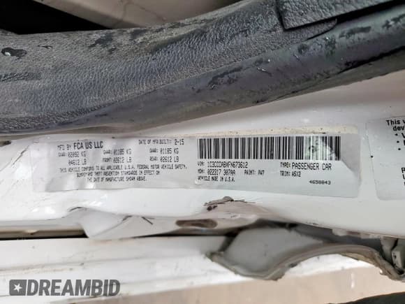 ✅ 2015 Chrysler 200 Limited • VIN: 1C3CCCABXFN673612 • Lot: 53921405. Listed on Copart with 138,872 mi. Free auction sales archive from the USA and detailed vehicle history report at DreamBid. Image 12.