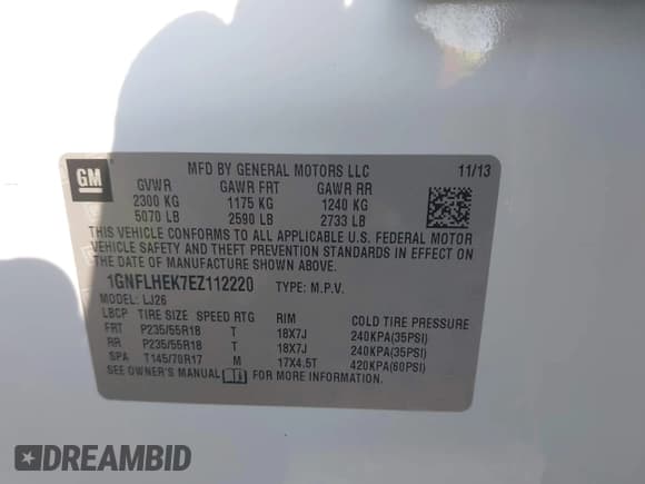 ✅ 2014 Chevrolet Equinox LTZ • VIN: 1GNFLHEK7EZ112220 • Лот: 43034044. Опубликован ранее на IAAI с пробегом 163 405 миль. Бесплатный доступ к архиву аукционных продаж из США и подробный отчёт об истории автомобиля на DreamBid. Изображение 9.