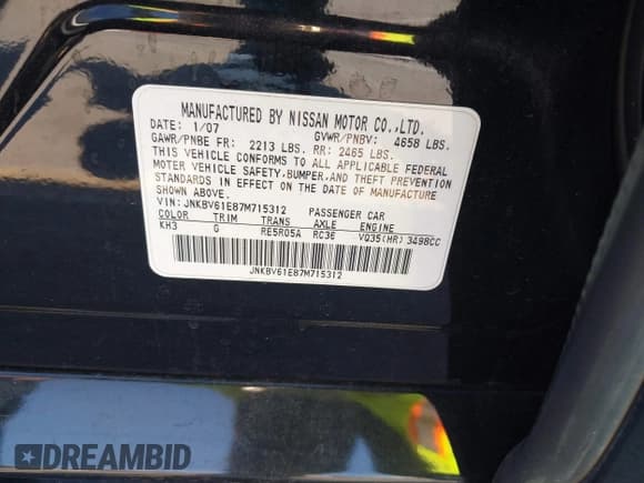 ✅ 2007 Infiniti G35 Sport • VIN: JNKBV61E87M715312 • Lot: 42874558. Wystawiony na IAAI z przebiegiem Nie podano. Bezpłatny archiwum sprzedaży aukcyjnych z USA i szczegółowy raport historii pojazdu na DreamBid. Zdjęcie 9.