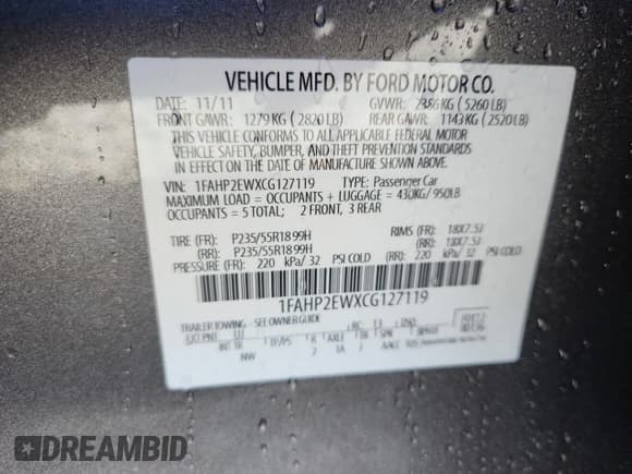 ✅ 2012 Ford Taurus SEL • VIN: 1FAHP2EWXCG127119 • Lot: 85599445. Wystawiony na Copart z przebiegiem 167 123 mil. Bezpłatny archiwum sprzedaży aukcyjnych z USA i szczegółowy raport historii pojazdu na DreamBid. Zdjęcie 12.