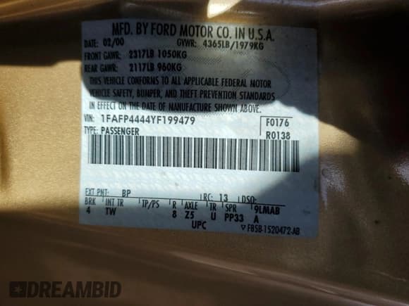 ✅ 2000 Ford Mustang • VIN: 1FAFP4444YF199479 • Лот: 87452745. Опубликован ранее на Copart с пробегом 92 530 миль. Бесплатный доступ к архиву аукционных продаж из США и подробный отчёт об истории автомобиля на DreamBid. Изображение 13.