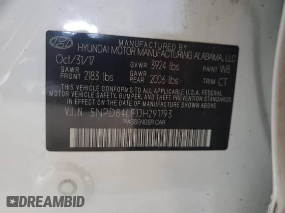 2018 Hyundai Elantra SEL z VIN 5NPD84LF1JH291193, wystawiony jako Copart lot #84646905 z przebiegiem 135 151 mil mil oraz Szkoda całkowita • Salvage title. Historia ofert i sprzedaży dostępna na DreamBid. Obrazek 12.