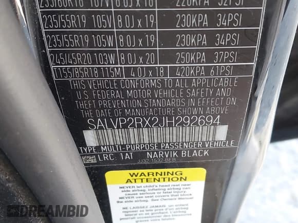 ✅ 2018 Land Rover Range Rover Evoque SE • VIN: SALVP2RX2JH292694 • Лот: 42611430. Опубликован ранее на IAAI с пробегом 101 391 миль. Бесплатный доступ к архиву аукционных продаж из США и подробный отчёт об истории автомобиля на DreamBid. Изображение 9.