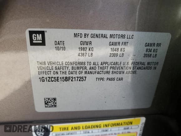 ✅ 2011 Chevrolet Malibu 1LT • VIN: 1G1ZC5E15BF217257 • Lot: 77068614. Listed on Copart with 42,422 mi. Free auction sales archive from the USA and detailed vehicle history report at DreamBid. Image 12.