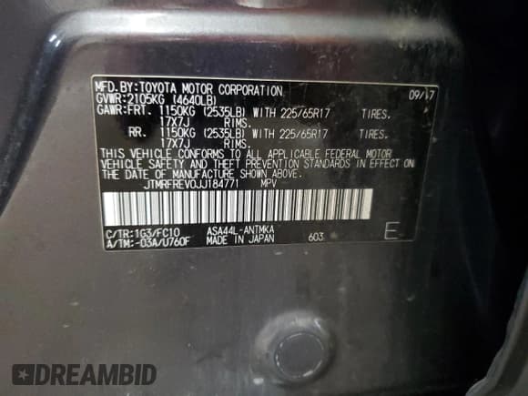 ✅ 2018 Toyota RAV4 XLE • VIN: JTMRFREV0JJ184771 • Lot: 93853095. Wystawiony na Copart z przebiegiem 113 397 mil. Bezpłatny archiwum sprzedaży aukcyjnych z USA i szczegółowy raport historii pojazdu na DreamBid. Zdjęcie 13.