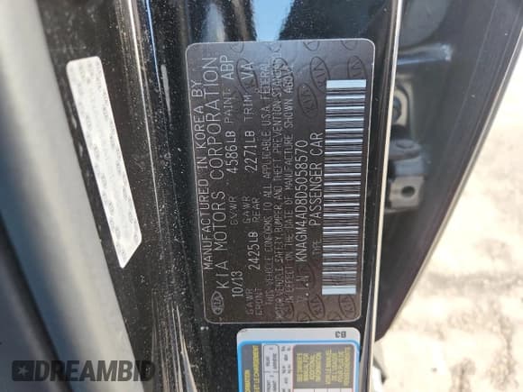 ✅ 2013 Kia Optima LX • VIN: KNAGM4AD8D5058570 • Лот: 82468005. Опубликован ранее на Copart с пробегом 176 312 миль. Бесплатный доступ к архиву аукционных продаж из США и подробный отчёт об истории автомобиля на DreamBid. Изображение 12.