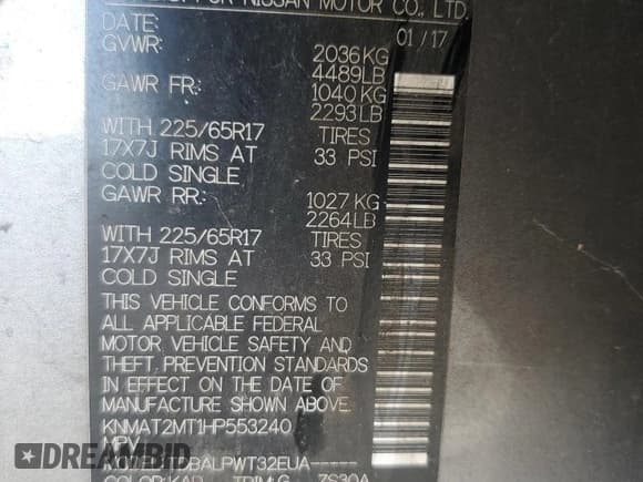 ✅ 2017 Nissan Rogue SV • VIN: KNMAT2MT1HP553240 • Lot: 84303655. Listed on Copart with 244,880 mi. Free auction sales archive from the USA and detailed vehicle history report at DreamBid. Image 13.