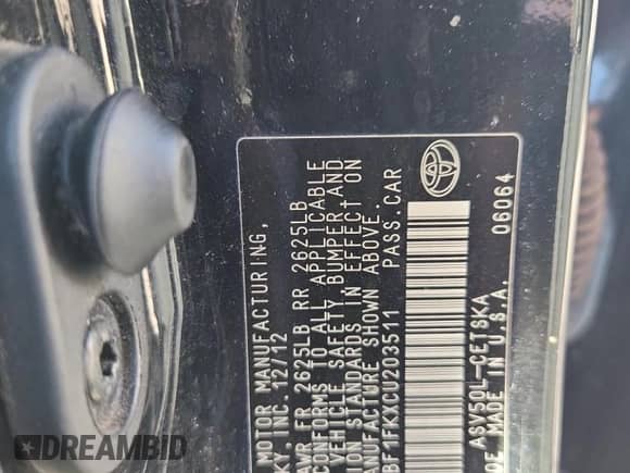 2012 Toyota Camry LE with VIN 4T1BF1FKXCU203511, listed as a Copart auction lot 90751515 with 192,367 mi miles and Clean title. Bid and sale history available at DreamBid. Image 12.