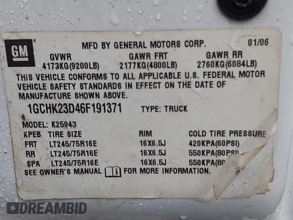 ✅ 2006 Chevrolet Silverado 2500HD LT1 • VIN: 1GCHK23D46F191371 • Лот: 41032500. Опубликован ранее на IAAI с пробегом Не указан. Бесплатный доступ к архиву аукционных продаж из США и подробный отчёт об истории автомобиля на DreamBid. Изображение 9.