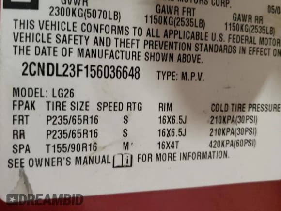 ✅ 2005 Chevrolet Equinox LS • VIN: 2CNDL23F156036648 • Лот: 45545625. Опубликован ранее на Copart с пробегом 200 036 миль. Бесплатный доступ к архиву аукционных продаж из США и подробный отчёт об истории автомобиля на DreamBid. Изображение 13.