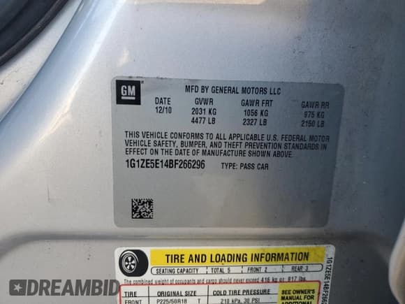 ✅ 2011 Chevrolet Malibu LTZ • VIN: 1G1ZE5E14BF266296 • Lot: 72791294. Wystawiony na Copart z przebiegiem 149 250 mil. Bezpłatny archiwum sprzedaży aukcyjnych z USA i szczegółowy raport historii pojazdu na DreamBid. Zdjęcie 12.
