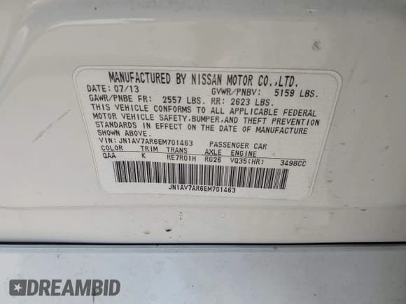 ✅ 2014 Infiniti Q50 Hybrid Premium • VIN: JN1AV7AR6EM701463 • Lot: 42730107. Listed on IAAI with 164,262 mi. Free auction sales archive from the USA and detailed vehicle history report at DreamBid. Image 9.