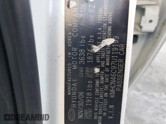 ✅ 2007 Hyundai Accent GLS • VIN: KMHCN46C97U119199 • Lot: 87337414. Wystawiony na Copart z przebiegiem 151 070 mil. Bezpłatny archiwum sprzedaży aukcyjnych z USA i szczegółowy raport historii pojazdu na DreamBid. Zdjęcie 12.